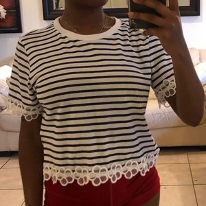 Dark blue and white stripe shirt